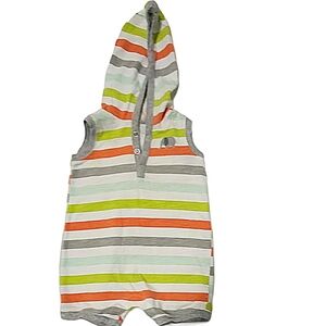 Carter's Just One You Baby Boy Colorful Striped Cotton Romper sz 9 mos with Hood
